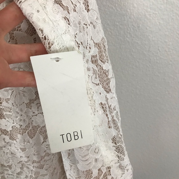 Tobi Large Lace Mini Dress White Side Eye Bodycon - Picture 8 of 11